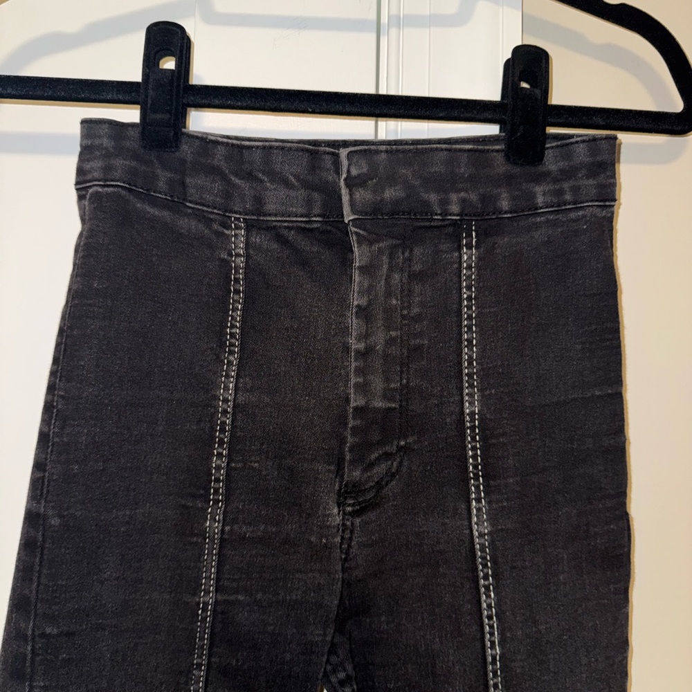 Zara Skinny Black Jeans with White Contrast Seams